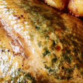 Roast Turkey Buffe with Nut Stuffing and Herb Butter